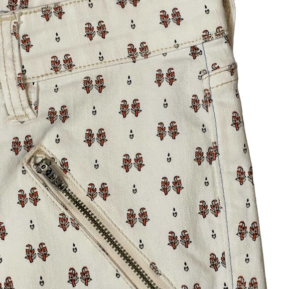 Pilcro & The Letterpress Anthropologie Skinny Ankle Jeans 27 White Flowers 29X27 - Picture 6 of 10